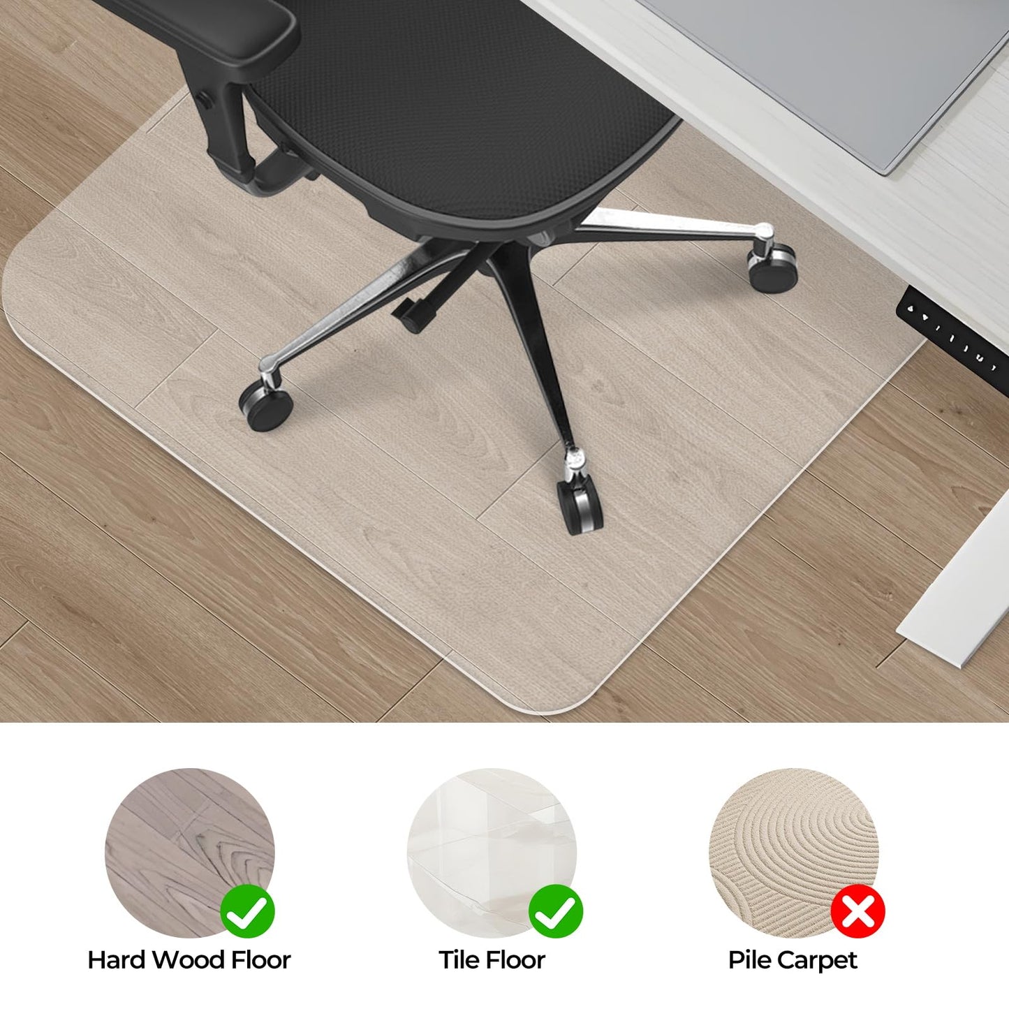 Chair Mat for Hard Wood Floors - Heavy Duty Floor Protector - Easy Clean (47''47'')