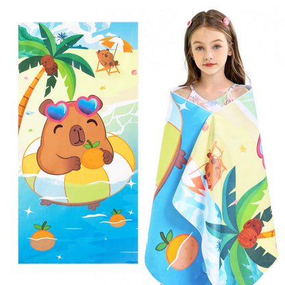 WERNNSAI Capybara Microfibre Beach Towel for Kids, 76 x 150cm Bath Towel