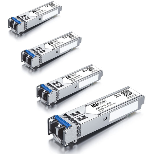 4 pack, 1000BASE-LX SFP Transceiver, SFP to LC, 1.25G singlemode module Compatible with Cisco GLC-LH-SM/GLC-LH-SMD, MA-SFP-1GB-LX20, Ubiquiti UniFi