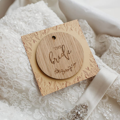 Wooden Wedding Suit Hanger Tag for Father of the Bride/Groom/Page Boy/Usher (Father of the Bride)