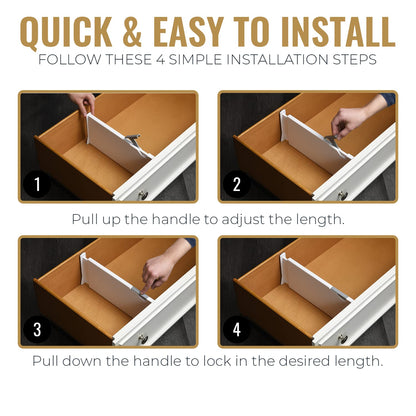 RAPTUROUS Expandable Tall Drawer Dividers 4 Pack - 6 Inch High Dresser Drawer Organizers, White