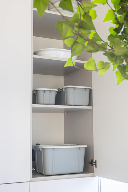 BranQ - Home essential Velur Universal Storage Container with Lid, Set of 3, Size 8 L, BPA-Free Plastic PP, Light Grey
