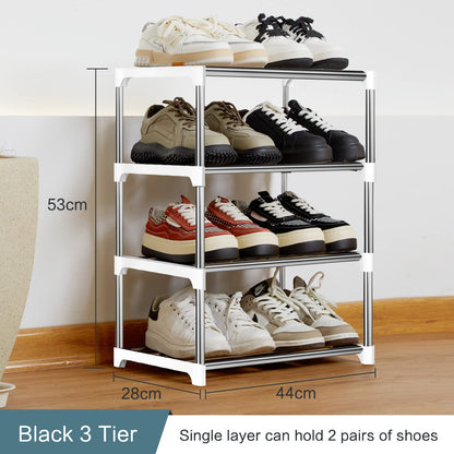 OLYREO White Small Shoe Rack 4 Tier Shoe Racks Storage for Hallway, Closet