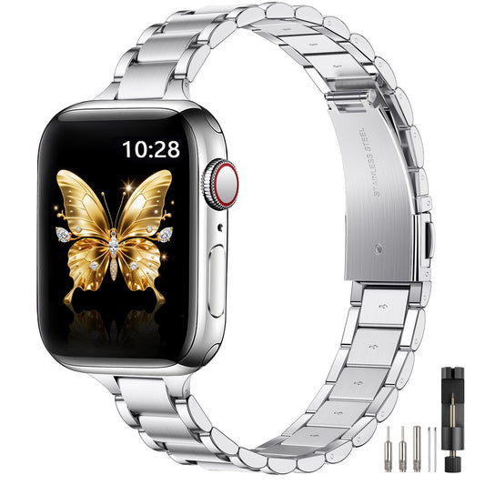 WFEAGL Slim Straps Compatible with Apple Watch Straps 40mm 38mm 41mm 42mm (Series 11 10),Slim Stainless Steel Replacement Strap Compatible iWatch