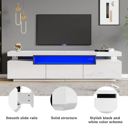 Ball & Cast TV Stand Cabinet for 70-inch TV High Gloss TV Stand Unit with LED Lights 160CM, 3 Drawers, 3 Open Storage Space