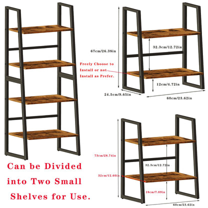 OYE 2 in 1 Bookcase with 4 Tiers, Ladder Shelf with 4 Shelves, Freestanding Plant Flower Stand, Standing Shelf for Living Room, Bedroom, Kitchen