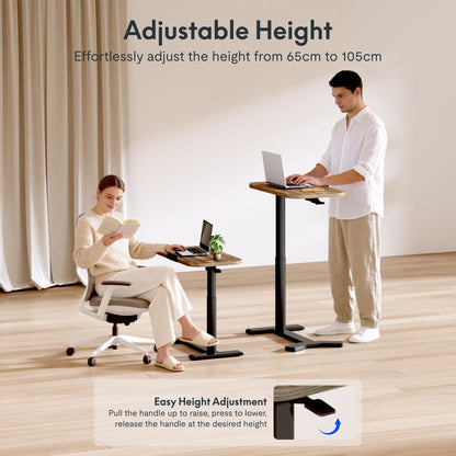 FLEXISPOT Overbed Table with Wheels, Adjustable Height Bedside Table, Rolling Laptop Desk for Bed Sofa, Small Standing Desk 75 x 40 cm