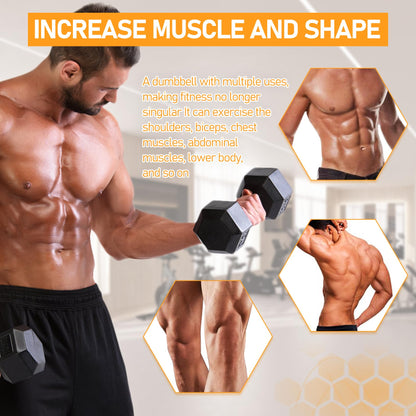 ACTIVE FOREVER Dumbbells Set of 2, Hex Dumbbells Pair, Black Rubber Hex Dumbbell, Household Rubberized Dumbells Set (2?10kg)