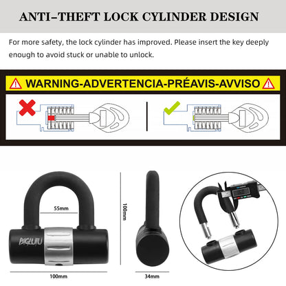 BIGLUFU Bike Chain Lock, 120/150cm Long Heavy Duty Motorcycle Lock, 10/12/15mm Thick Cycling Chain Lock High Security Chain Locks for Bicycle,