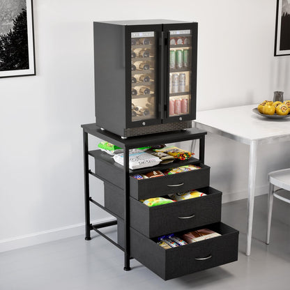 EUNEWR Mini Fridge Stand with Storage, 55 x 55 x 75 cm Mini Fridge Table Heavy Duty with 3 Drawer