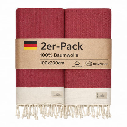 NOUR Premium 100% Cotton Turkish beach towel, Pack of 2, 100 x 200 cm, Picnic Blanket, Sauna & Hammam Towels, Extra Light, Absorbent, Quick-Drying