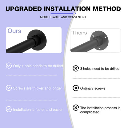 YOFOQ Shower Curtain Rail, L Shaped, Adjustable 62–94x141–174cm, Black
