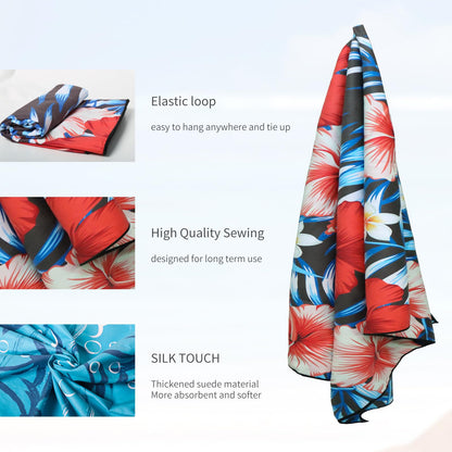 TMEOG Microfibre Beach Towels 2 Pack 180x80cm Extra Large Sand Free Beach Towel for Adults Compact Thin Travel Towel Women Men Lightweight Swim Pool