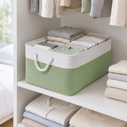 SOCOHOME Fabric Storage Box, Storage Basket with Handles for Shelves Toy, Wear-Resistant and Reinforced (M, 4 Pack)