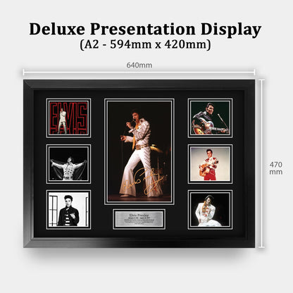 HWC Trading FR A2 Elvis Presley Gifts Deluxe Printed Signed Autograph Picture for The King of Rock and Roll - A2 Framed