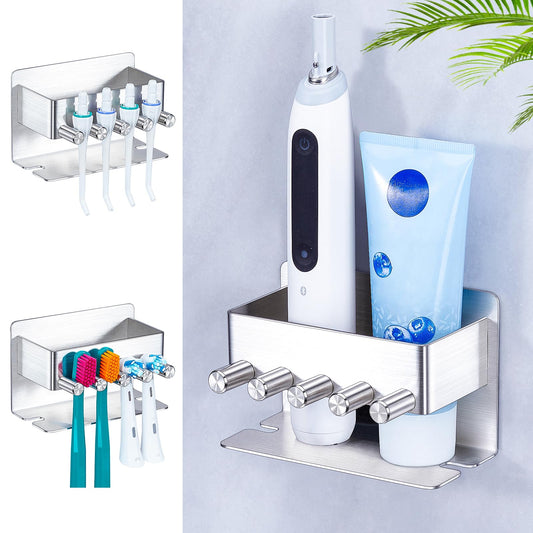 WAYASI Electric Toothbrush Head Holder, SUS304 Stainless Steel Electric Toothbrush Holder Wall Mounted Non Screw, Tooth Brush Head Holder, Toothbrush