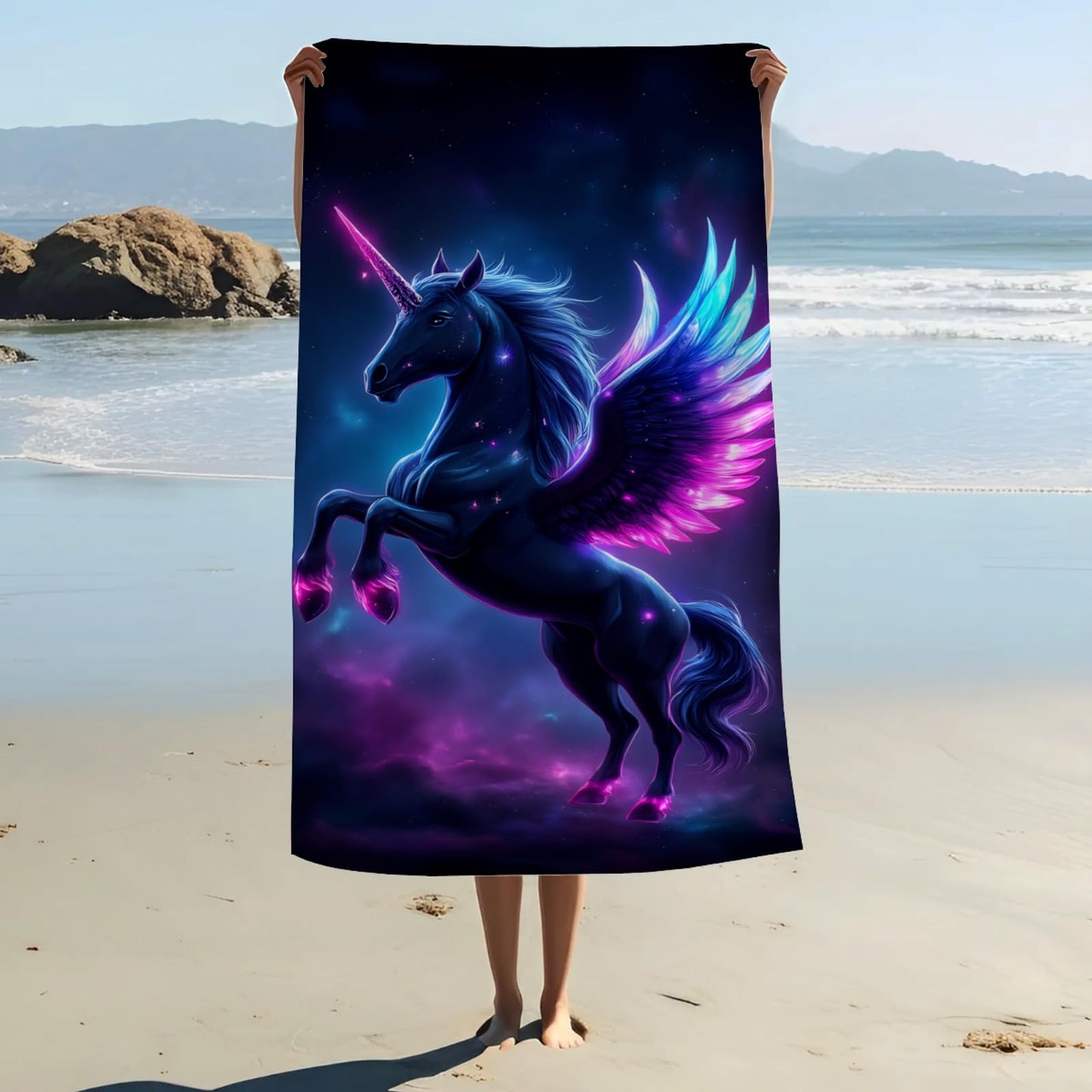 ZABAOBO Microfiber Unicorn Beach Towel,Fantasy Unicorn Lightweight Beach Towels for Women Adults Girls Men,Funny Bath Towel Gifts for Swim Surf 80X160