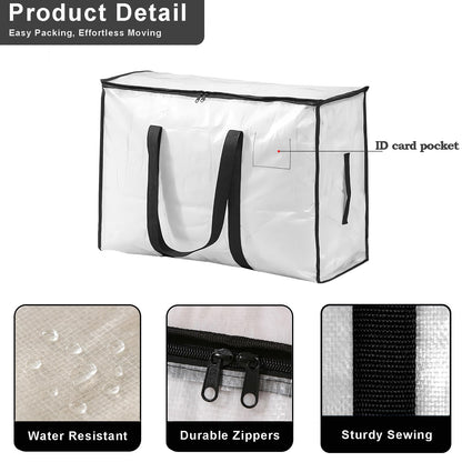 Clear Plastic Storage Bags,95L Clothes Storage Bag with Zipper Closet Organizer,Large Moving Bags With Heavy Duty Handles & Zips for Clothing