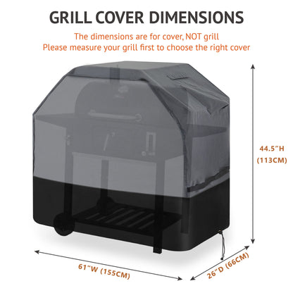 Waykea Heavy Duty Grill Cover 155cm, 600D Oxford Water Resistant UV & Fade Resistant BBQ Cover for Weber Char-Broil Dyna Glo Nexgrill Charcoal Gas