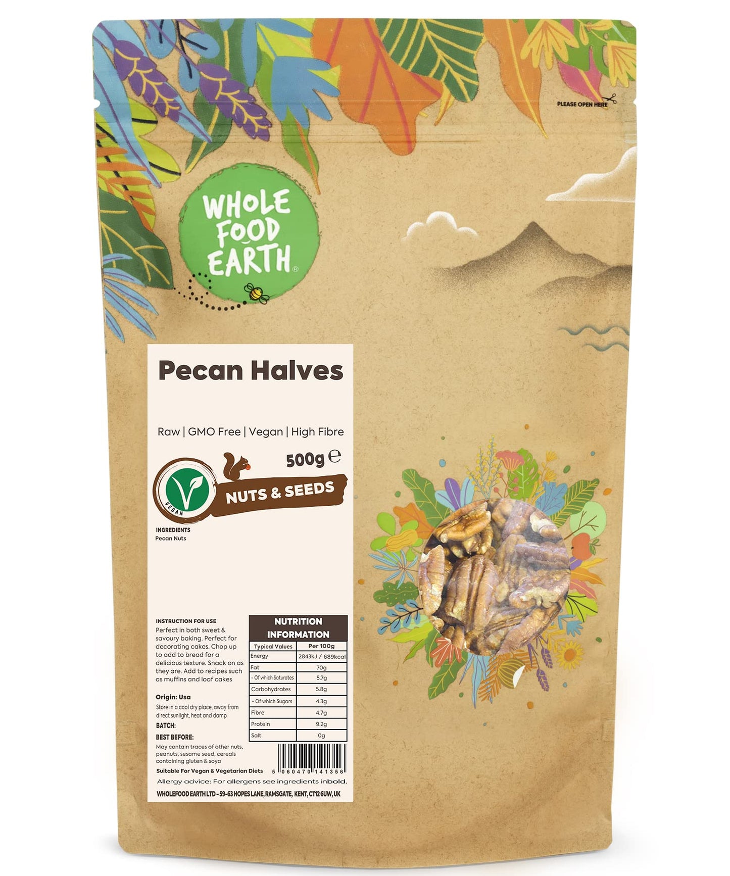 Wholefood Earth - Pecan Halves 500 g