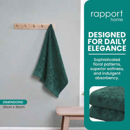 Rapport Home Versailles Jacquard Face Towels 2-Pack – Luxurious 100% Cotton 500gsm Soft Absorbent Face Cloths