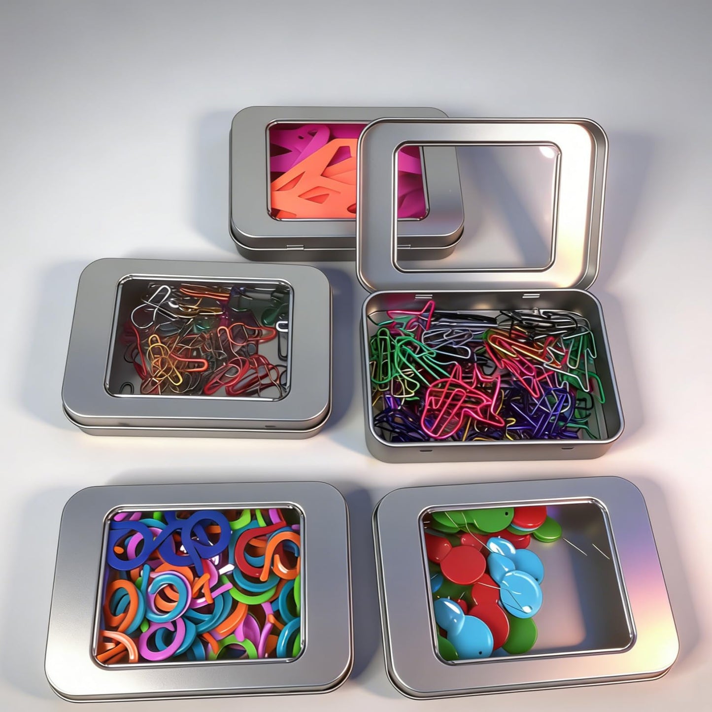 Goodma 8 Pieces Rectangular Metal Hinged Tins, Silver