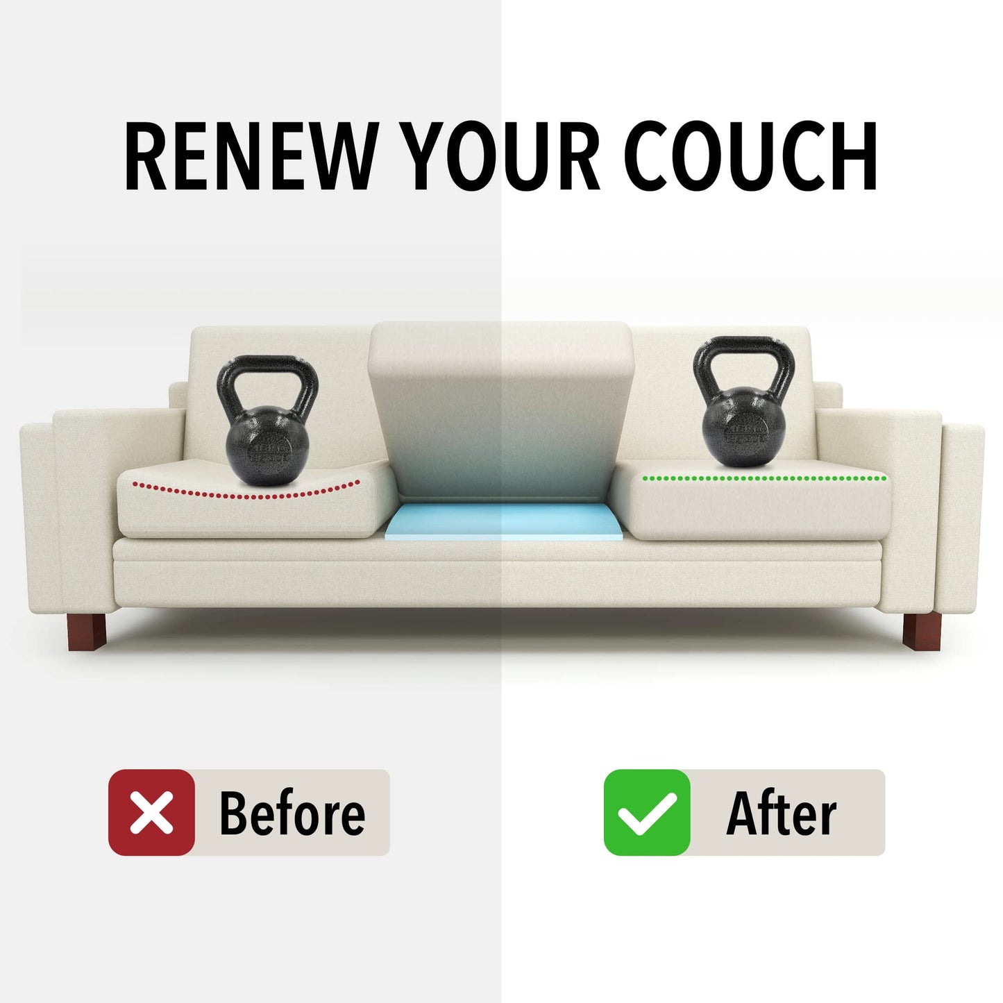 Tromlycs Couch Sofa Cushion Support for Sagging Seat Arched Furniture Seat Under Cushion Sag Repair Set of 2