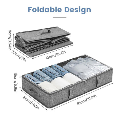 WOVTE Under bed Storage Box with Lids 2Pcs 50L Large Under Bed Storage
