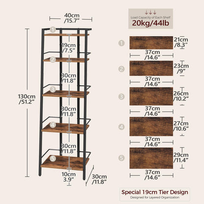 MAHANCRIS Ladder Shelf, Book Shelf, Ladder Shelving Unit, Narrow Bookcase