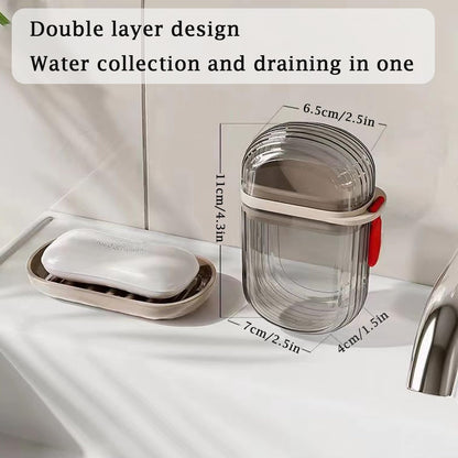 Soap Dish Holder with Lid 2 Pcs, Mini Travel Soap Case with Drainage,Waterproof Leakproof Portable Sealed Shower Soap Box Container Holder for Travel