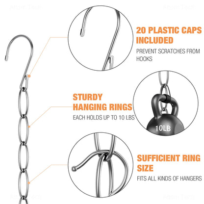 NiHome 10-Pack Space Saving Clothing Chain Hanger, Foldable Metal, Silver