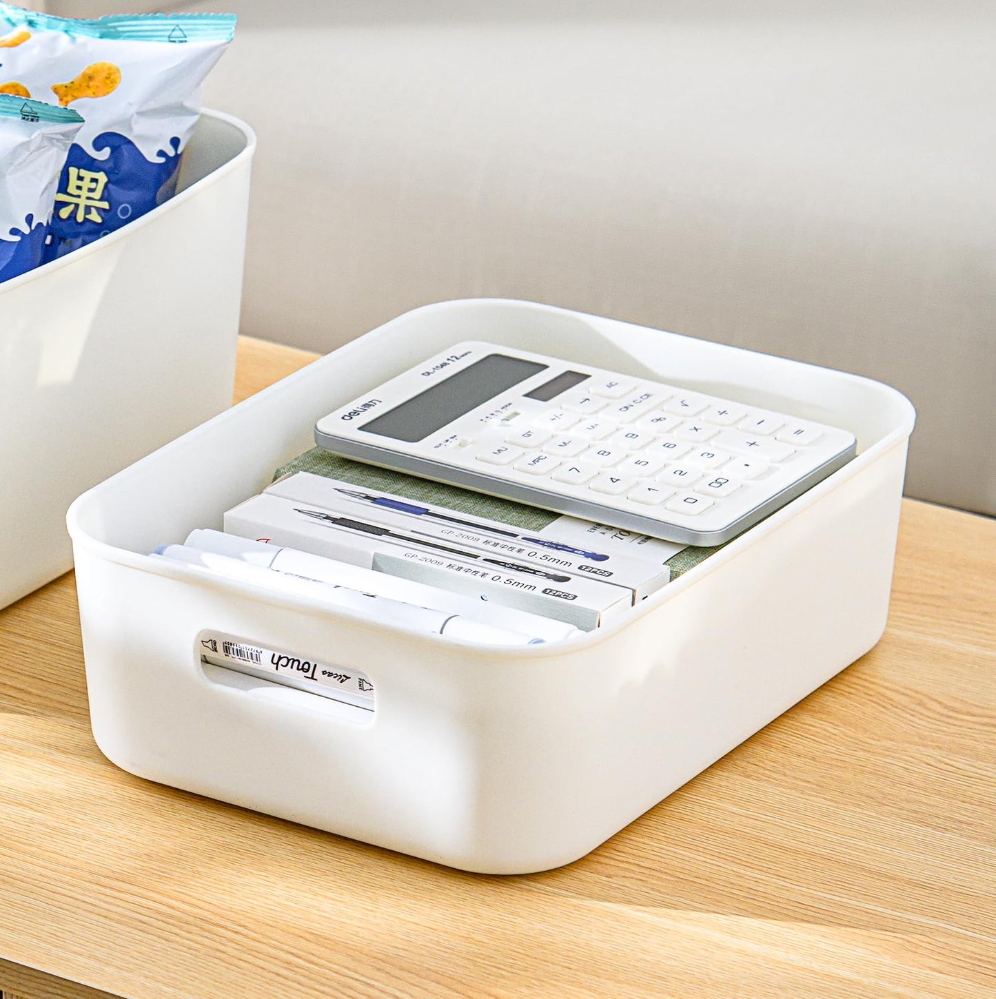 Cetomo 5L*4 Storage Basket, Plastic Open Storage Box, Containers for Shelves, Organizers with Handles for Office, Countertops, Cabinets, PP, BPA Free