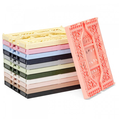 AYKASA Folding Crate, Sturdy Folding Box, Plastic, Stackable, Tile Red, Midi (40 x 30 x 14 cm)
