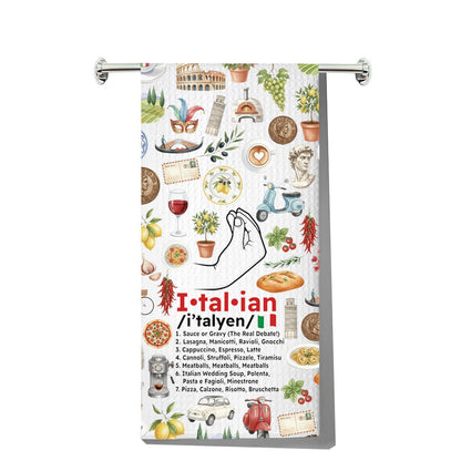 MYSOMY Italian Kitchen Towels Italian Kitchen Decor Italian Hand Towel Italian Chef Gifts Italian Rules Dish Towel (I·tal·ian kt1)