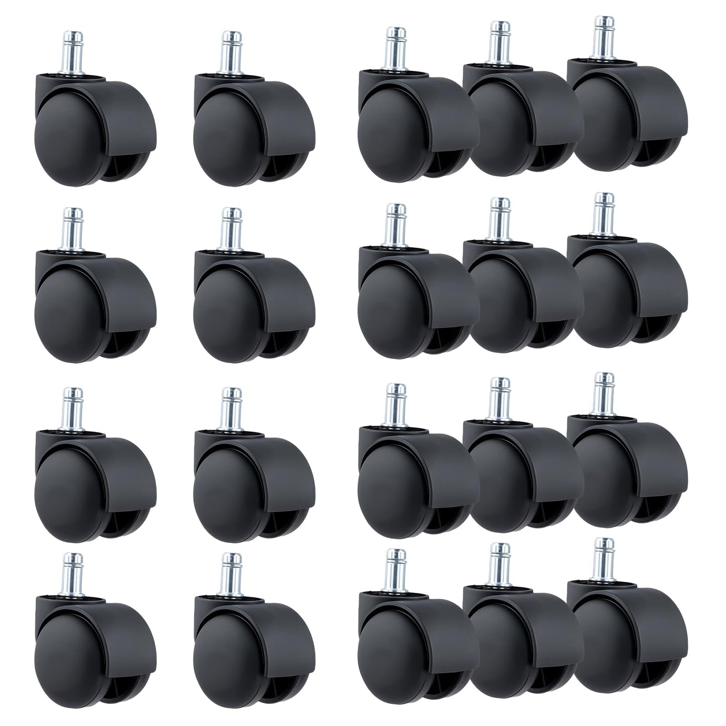 SOUJAP 20 PCS Office Desk Chair Wheels Replacement 11 Stem, Furniture Swivel Castors Wheels for furniture Computer Office Chairs