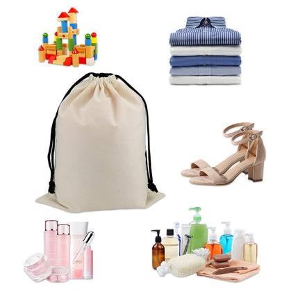 Set of 6 Cotton Travel Portable Shoes Storage Bags Organizer with Drawstring (6PCS M Size) 18.9 x 15 inches (48 x 38cm)