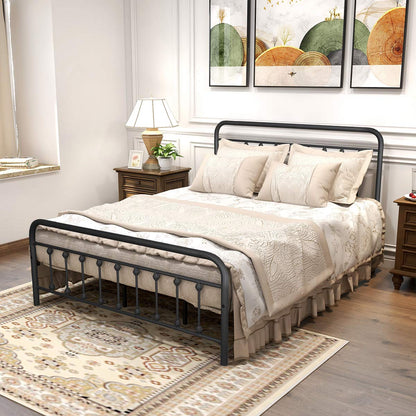 DUMEE King Size Bed Frame with Headboard and Footboard/Under Bed Storage, Metal Bed Frames King Size Mattress Base No Box Spring Needed
