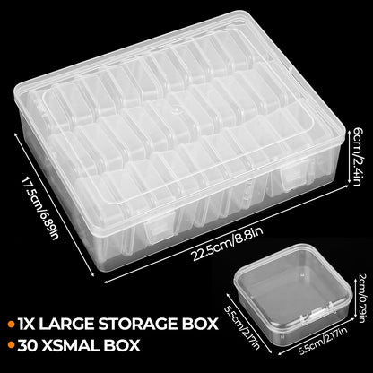 SHUTIANYA Plastic Bead Storage Box Organiser, Craft Storage Box with 30 Small Boxes