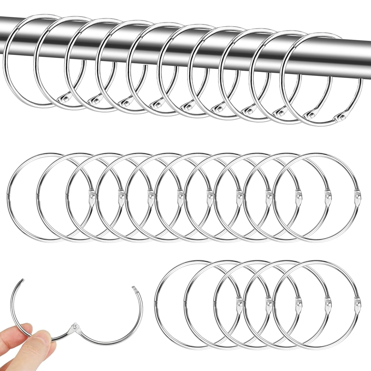 40 Pieces Large Shower Curtain Rings, Metal Curtain Ring