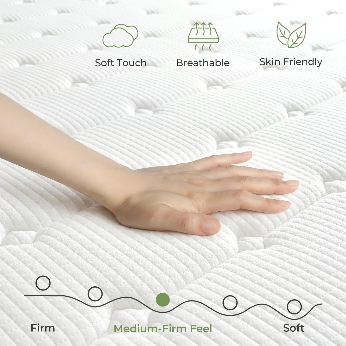 Vesgantti 4FT6 Double Mattress 135x190cm Hybrid Medium Firm Mattress