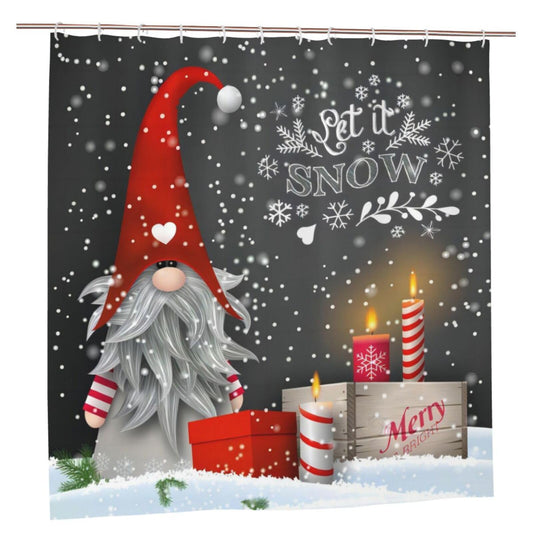 YUAOEUR Christmas Shower Curtain Cute Gnome Waterproof Bathroom Shower Curtain with 12 Hooks Christmas Decorations Bathroom Decor 72"X72"