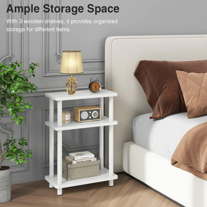 IBUYKE Narrow Side Table, 3-Tier End Table with Storage Shelf Black, Slim Small Table, 40x18x62.5cm,Thin Bedside Table for Living Room Bedroom Office,