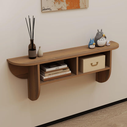 Pmnianhua Floating Solid Wood Console Table, Wall Mounted Narrow Entryway Table with Storage Shelf