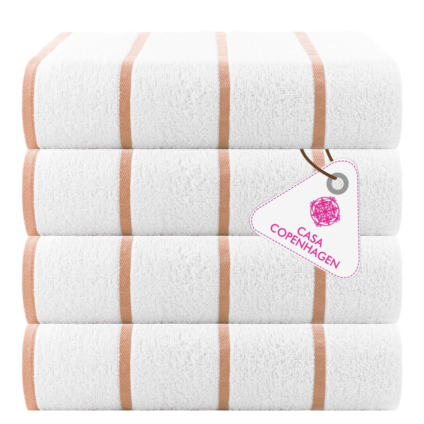 CASA COPENHAGEN Cabana Pool 4-piece set of large bath towels, 76x152 cm, 550 GSM, designed in Denmark, made from soft Egyptian cotton for bathroom