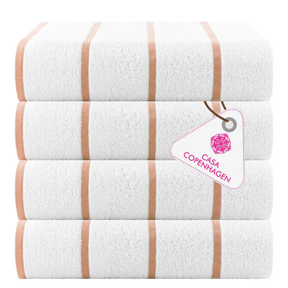 CASA COPENHAGEN Cabana Pool 4-piece set of large bath towels, 76x152 cm, 550 GSM, designed in Denmark, made from soft Egyptian cotton for bathroom