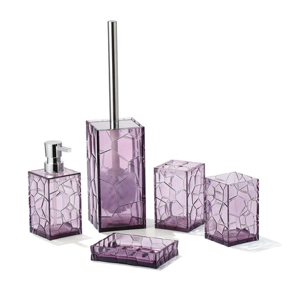 Clear Acrylic Bathroom Accessories Set - Rust-Free, Transparent Design - Includes Soap Dispenser, Toothbrush Holder, Cup, Soap Dish