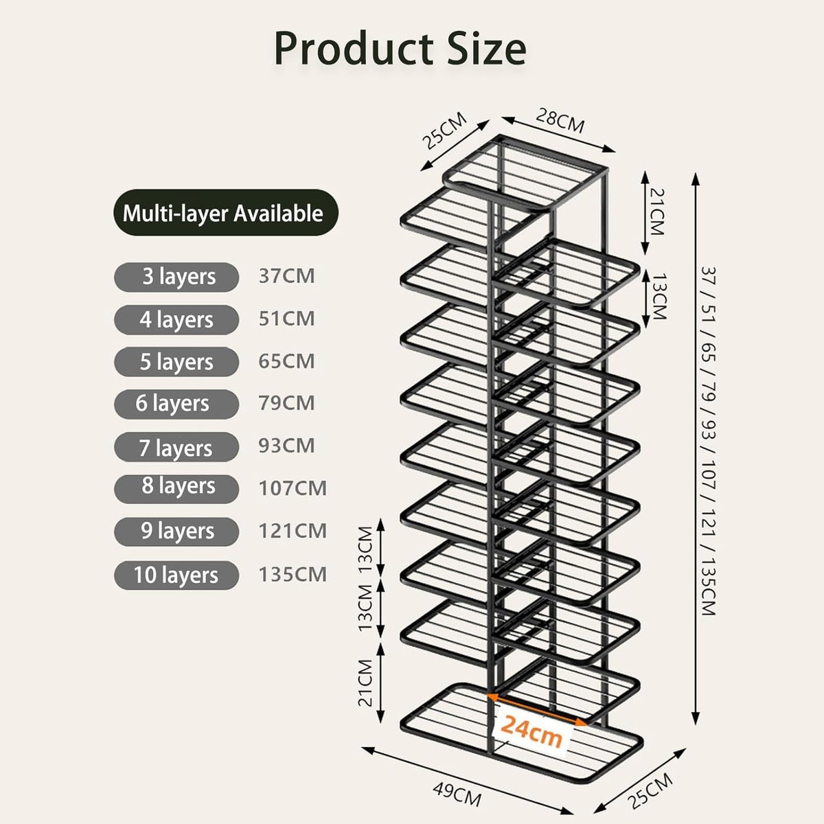 YOUSIS Vertical Shoe Rack Gold Metal, Multi Tier Shoe Storage Organizer