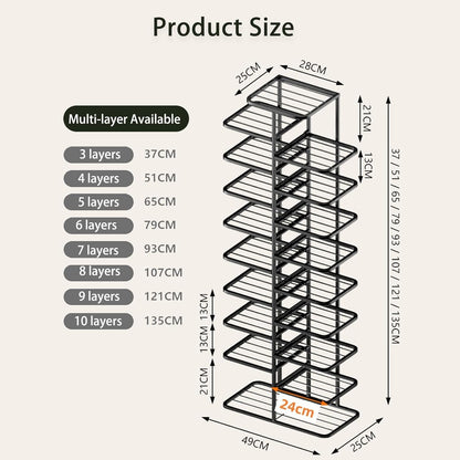 YOUSIS Multi Tier Shoe Rack,Shoe Racks Storage,Narrow Shoe Rack,Simple Installation Vertical Shape Shoe Racks,2 Rows Multi layer Show Rack for