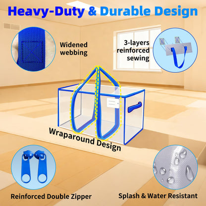 AuTong 4-Pack Storage Bags with Zips: 94L Clear Plastic Moving Bags with Reinforced Wrap Around Handles for Family, College Dorm