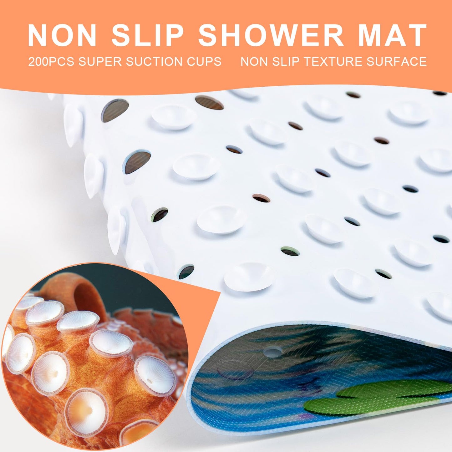 XIYUNTE Baby Bath Mat Non Slip Anti Mould Kids - 100x40cm Extra Long Anti Slip Bathtub Mat Machine Washable